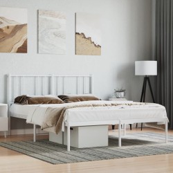 vidaXL Estructura de cama de metal con cabecero blanca 135x190 cm