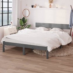 vidaXL Estructura de cama madera maciza de pino gris 150x200 cm