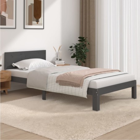 vidaXL Estructura de cama madera maciza de pino gris 100x200 cm