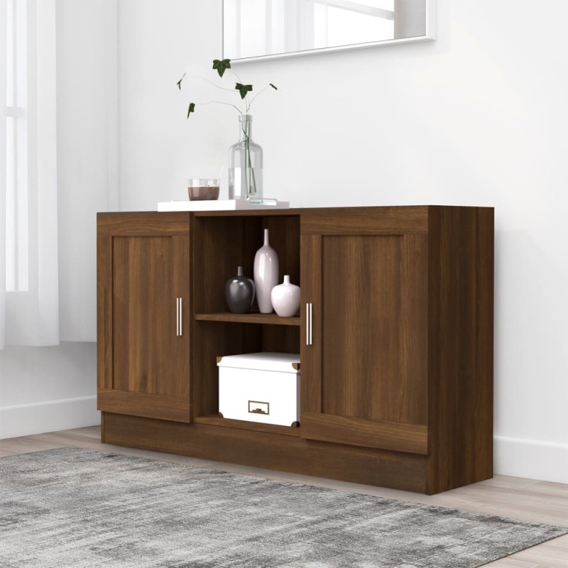 vidaXL Aparador de madera contrachapada roble marrón 120x30,5x70 cm vidaXL Aparador de madera contrachapada roble marrón 120x30,5x70 cm