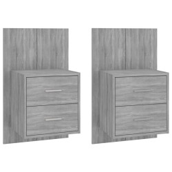 vidaXL Mesita de noche de pared 2 uds color gris Sonoma