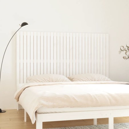 vidaXL Cabecero de cama de pared madera maciza pino blanco 185x3x110cm