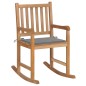 vidaXL Silla mecedora de madera maciza de teca con cojín gris vidaXL Silla mecedora de madera maciza de teca con cojín gris