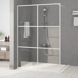 vidaXL Mampara de ducha vidrio ESG transparente blanco 140x195 cm