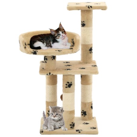 vidaXL Rascador para gatos poste de sisal 65 cm huellas beige