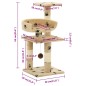 vidaXL Rascador para gatos poste de sisal 65 cm huellas beige