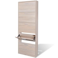 vidaXL Mueble zapatero color roble con 5 compartimentos