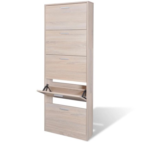 vidaXL Mueble zapatero color roble con 5 compartimentos