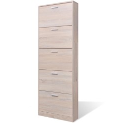 vidaXL Mueble zapatero color roble con 5 compartimentos
