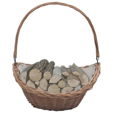vidaXL Cesta para leña con asas sauce marrón 57x46,5x52 cm