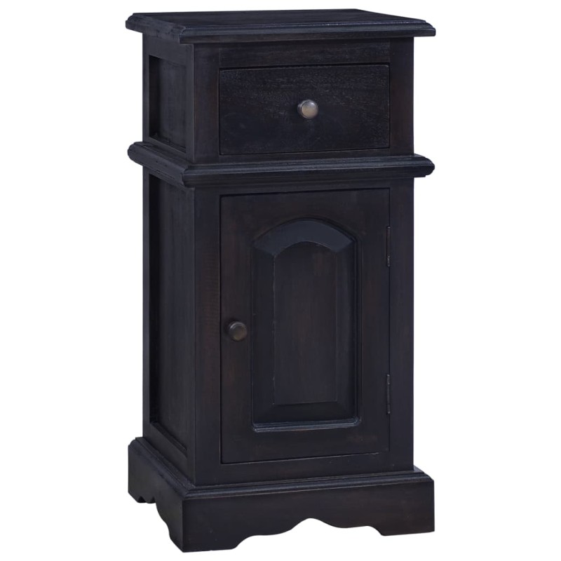 vidaXL Mesita de noche madera maciza de caoba color café negro claro vidaXL Mesita de noche madera maciza de caoba color café negro claro