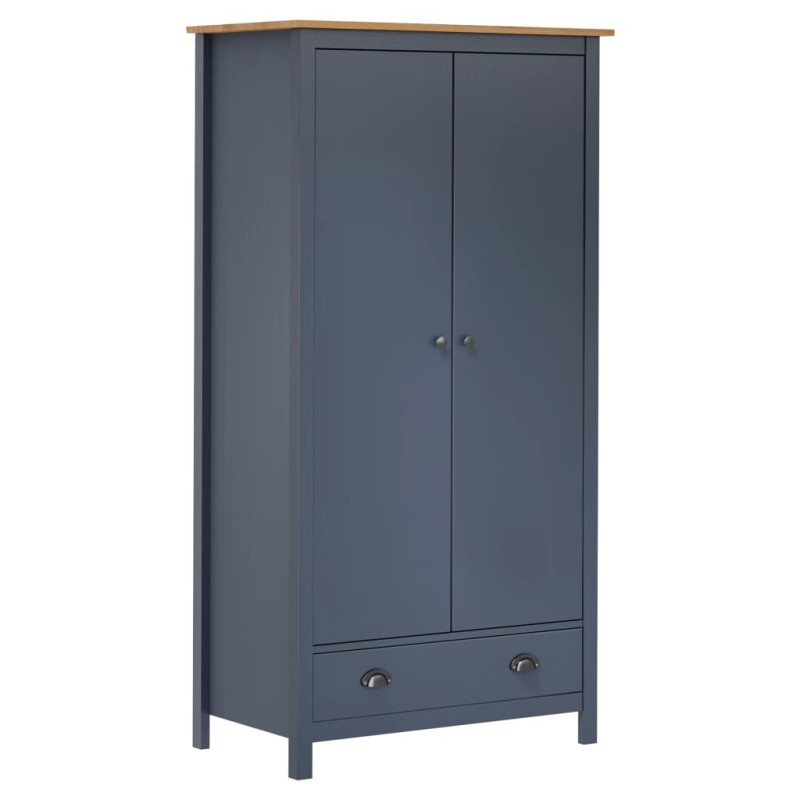 vidaXL Armario de 2 puertas Hill madera maciza pino gris 89x50x170cm vidaXL Armario de 2 puertas Hill madera maciza pino gris 89x50x170cm