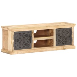 vidaXL Mueble TV con puertas de acero madera maciza mango 120x30x40cm 