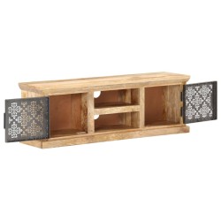 vidaXL Mueble TV con puertas de acero madera maciza mango 120x30x40cm 