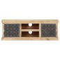 vidaXL Mueble TV con puertas de acero madera maciza mango 120x30x40cm 