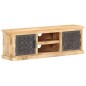 vidaXL Mueble TV con puertas de acero madera maciza mango 120x30x40cm 