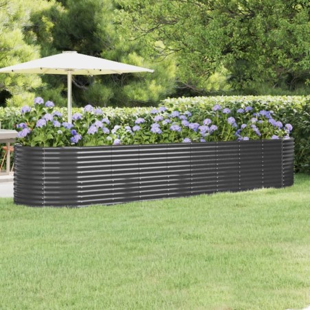 vidaXL Jardinera arriate acero recubierto polvo antracita 396x100x68cm