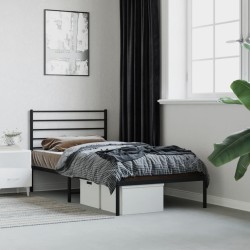 vidaXL Estructura de cama con cabecero metal negro 107x203 cm