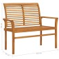 vidaXL Banco de jardín madera de teca con cojín a cuadros gris 112 cm vidaXL Banco de jardín madera de teca con cojín a cuadros gris 112 cm