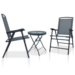 vidaXL Mesa y sillas de bistró 3 piezas acero gris