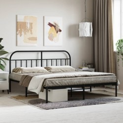 vidaXL Estructura de cama con cabecero metal negro 183x213 cm