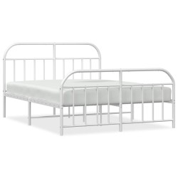 vidaXL Estructura cama metal con cabecero y pie cama blanco 183x213 cm