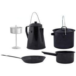  Esschert Design Batería de cocina 4 piezas para exterior negra FF215