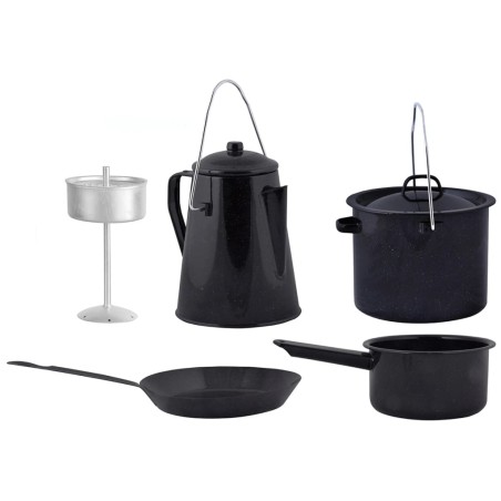  Esschert Design Batería de cocina 4 piezas para exterior negra FF215
