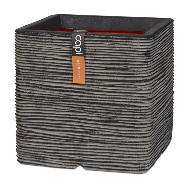 Capi Maceta cuadrada Nature Rib gris antracita 50x50 cm Capi Maceta cuadrada Nature Rib gris antracita 50x50 cm
