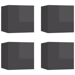 vidaXL Muebles de salón de pared 4 uds gris brillo 30,5x30x30 cm