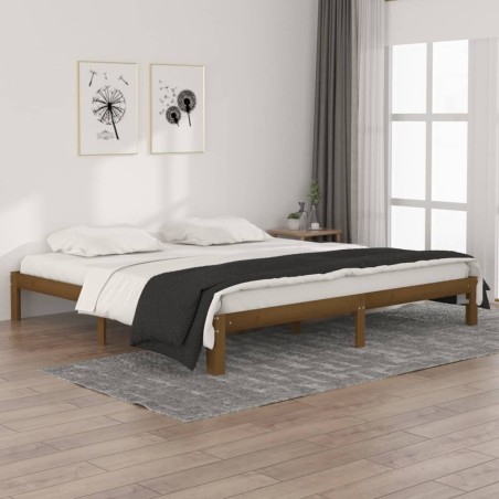 vidaXL Estructura de cama madera maciza de pino marrón miel 200x200 cm
