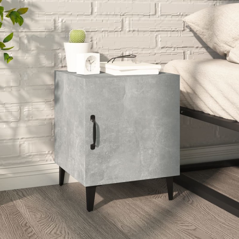 vidaXL Mesita de noche madera contrachapada gris hormigón vidaXL Mesita de noche madera contrachapada gris hormigón