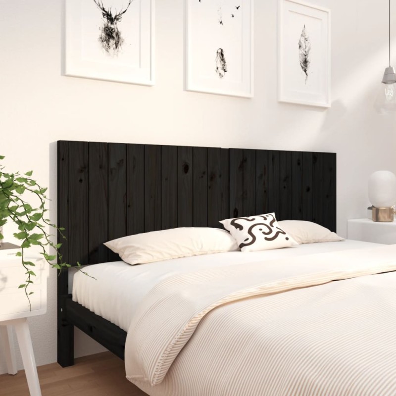 vidaXL Cabecero de cama madera maciza de pino negro 185,5x4x100 cm vidaXL Cabecero de cama madera maciza de pino negro 185,5x4x100 cm