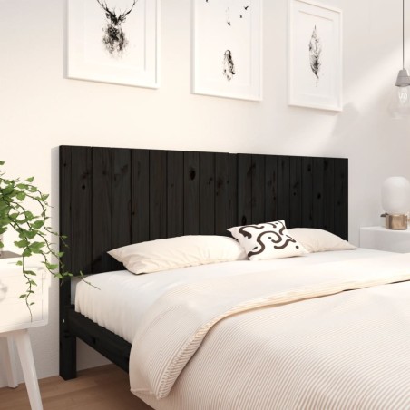 vidaXL Cabecero de cama madera maciza de pino negro 185,5x4x100 cm