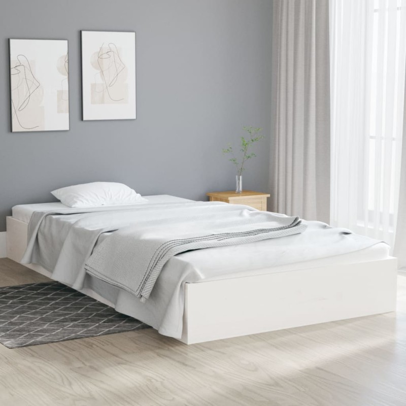 vidaXL Estructura de cama madera maciza blanca 90x200 cm