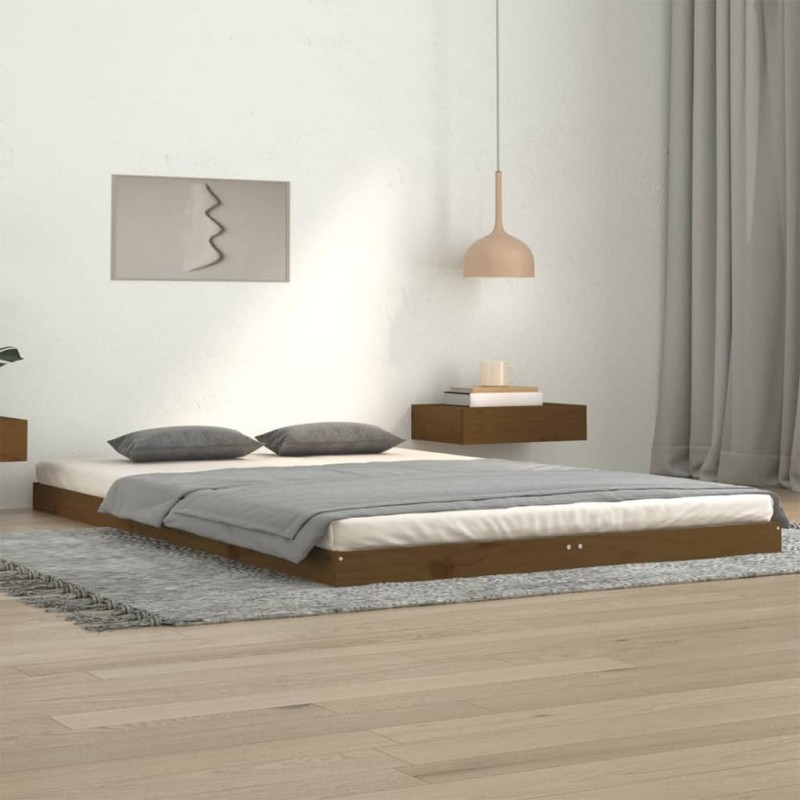 vidaXL Estructura de cama madera maciza pino marrón miel 120x200 cm vidaXL Estructura de cama madera maciza pino marrón miel 120x200 cm