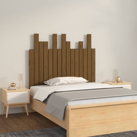 vidaXL Cabecero cama pared madera maciza pino marrón miel 95,5x3x80 cm