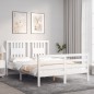 vidaXL Estructura de cama con cabecero madera maciza blanco 120x200 cm vidaXL Estructura de cama con cabecero madera maciza blanco 120x200 cm
