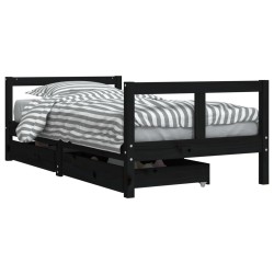 vidaXL Estructura cama infantil y cajones madera pino negro 80x160 cm