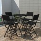 vidaXL Set comedor de jardín plegable 5 pzas poli ratán y acero negro vidaXL Set comedor de jardín plegable 5 pzas poli ratán y acero negro