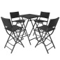 vidaXL Set comedor de jardín plegable 5 pzas poli ratán y acero negro vidaXL Set comedor de jardín plegable 5 pzas poli ratán y acero negro