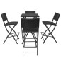 vidaXL Set comedor de jardín plegable 5 pzas poli ratán y acero negro vidaXL Set comedor de jardín plegable 5 pzas poli ratán y acero negro