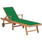 vidaXL Tumbona con cojín verde madera maciza de teca vidaXL Tumbona con cojín verde madera maciza de teca