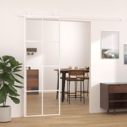 vidaXL Puerta corredera ESG vidrio y aluminio blanca 76x205 cm