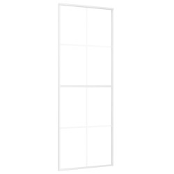 vidaXL Puerta corredera ESG vidrio y aluminio blanca 76x205 cm