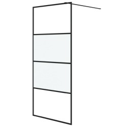 vidaXL Mampara de ducha vidrio ESG semiesmerilado negro 90x195 cm