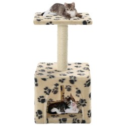 vidaXL Rascador para gatos con poste de sisal 55 cm huellas beige