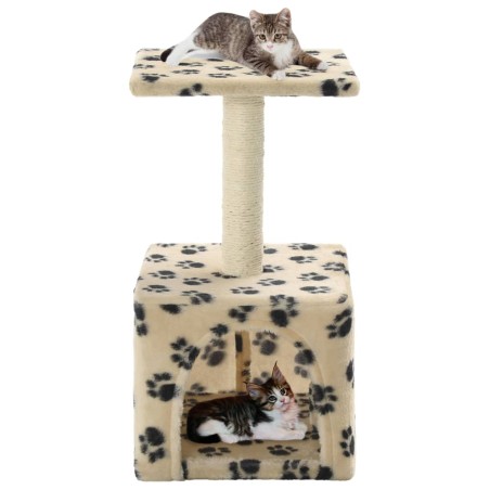 vidaXL Rascador para gatos con poste de sisal 55 cm huellas beige
