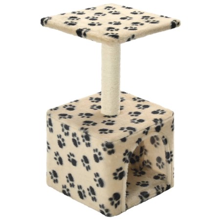 vidaXL Rascador para gatos con poste de sisal 55 cm huellas beige