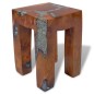 vidaXL Taburete de madera de teca maciza y resina